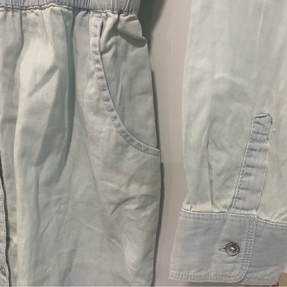 Girl’s Button Up Long Sleeve Dress Distressed Denim Look - Levi’s Blue Size L - Picture 8 of 8